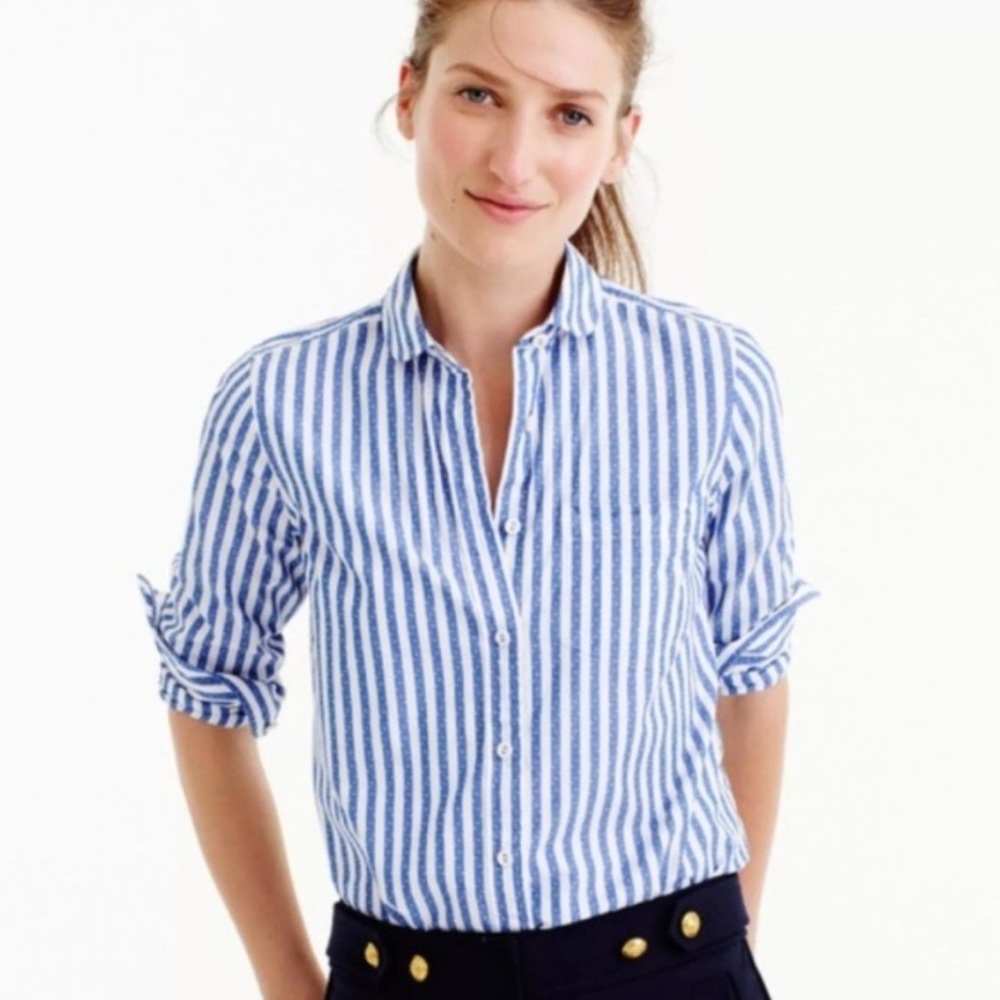J. Crew striped cotton button-up EUC